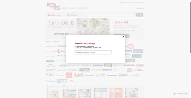 Security scan screenshot of https://salefinder.com.au