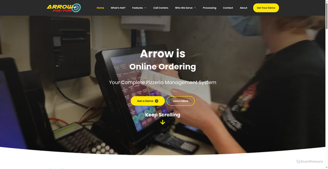 Security scan screenshot of https://arrowpos.com