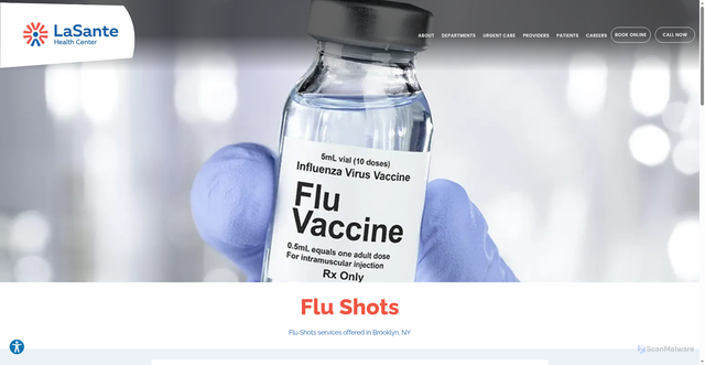 Security scan screenshot of https://www.lasantehealth.org/service/flu-shots