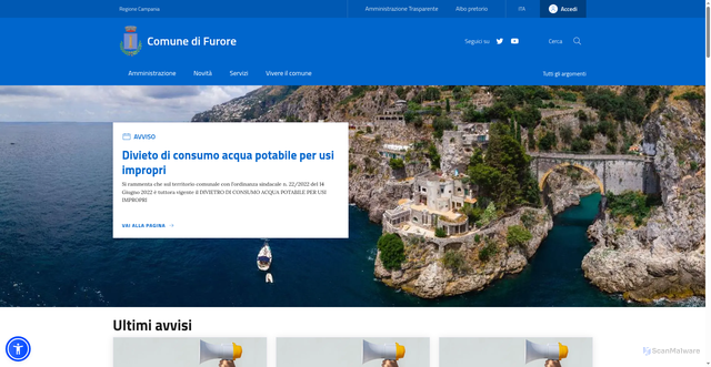 Security scan screenshot of https://www.comune.furore.sa.it/