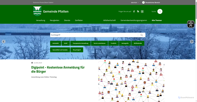 Security scan screenshot of https://www.comune.vadena.bz.it/de
