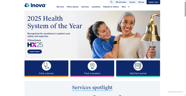 Security scan screenshot of https://www.inova.org/