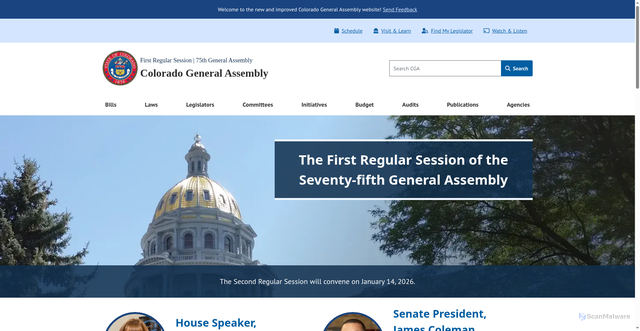 Security scan screenshot of https://leg.colorado.gov/