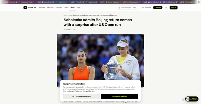 Security scan screenshot of https://scorego-app.com/news/sabalenka-admits-beijing-return-comes-with-a-surprise-after-us-open-run/5e9a0efb-10ca-4566-ba6b-d9cbdf0856bc