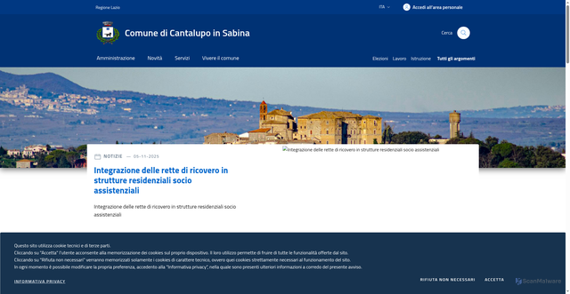 Security scan screenshot of https://www.comune.cantalupoinsabina.ri.it/