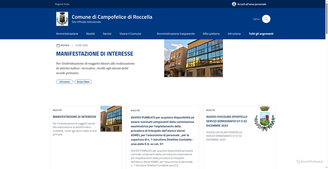 Security scan screenshot of https://comune.campofelicediroccella.pa.it/