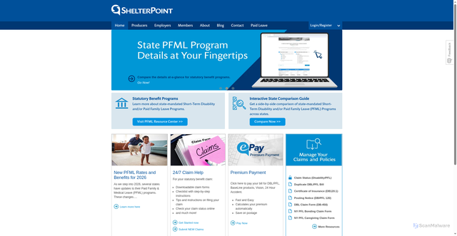 Security scan screenshot of https://www.shelterpoint.com