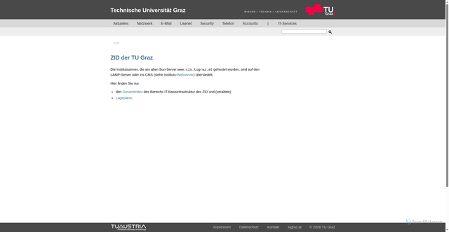 Security scan screenshot of https://cis.tugraz.at