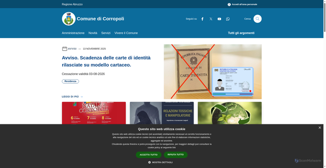 Security scan screenshot of https://www.comune.corropoli.te.it/it