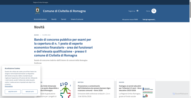 Security scan screenshot of https://www.comune.civitella-di-romagna.fc.it