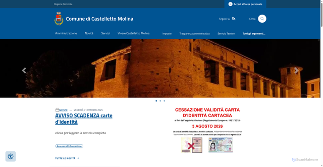 Security scan screenshot of https://www.comune.castellettomolina.at.it