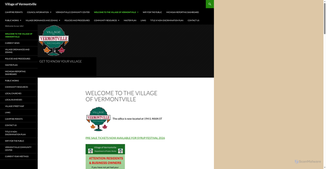 Security scan screenshot of https://vermontville-mi.gov/