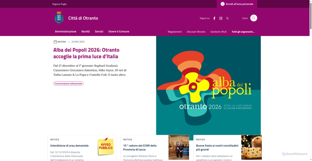 Security scan screenshot of https://comune.otranto.le.it/