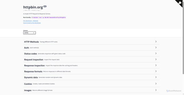 Security scan screenshot of https://httpbin.org/