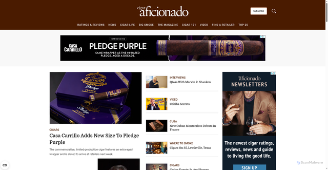 Security scan screenshot of https://cigaraficionado.com