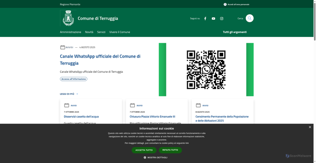 Security scan screenshot of https://www.comune.terruggia.al.it/it