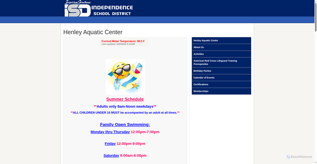 Security scan screenshot of http://sites.isdschools.org/henley
