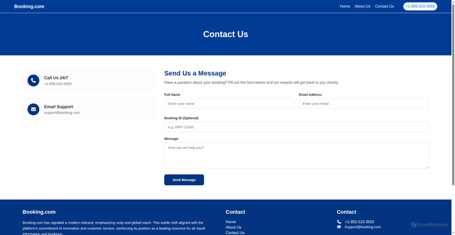 Security scan screenshot of https://bookingzone.pro/contact.php