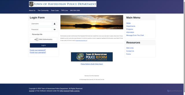 Security scan screenshot of https://haverstrawpolice.gov/
