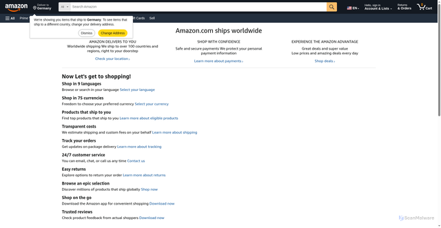 Security scan screenshot of https://fseryy.pages.dev/gp/browse.html?node=20338496011&ref_=footer_amazonglobal
