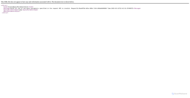 Security scan screenshot of https://prd04295ics01.blob.core.windows.net