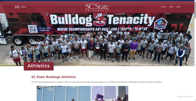 Security scan screenshot of https://scsu.edu/athletics/index.php
