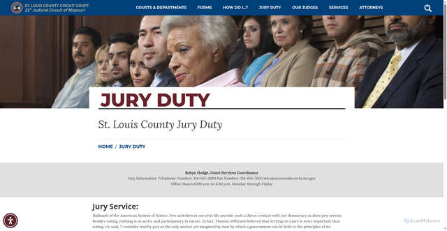 Security scan screenshot of https://stlcountycourts.com/jury-duty/