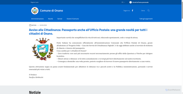 Security scan screenshot of https://www.comune.onano.vt.it