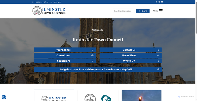 Security scan screenshot of http://www.ilminster.gov.uk