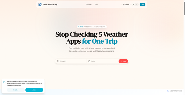 Security scan screenshot of https://weatheritinerary.com/