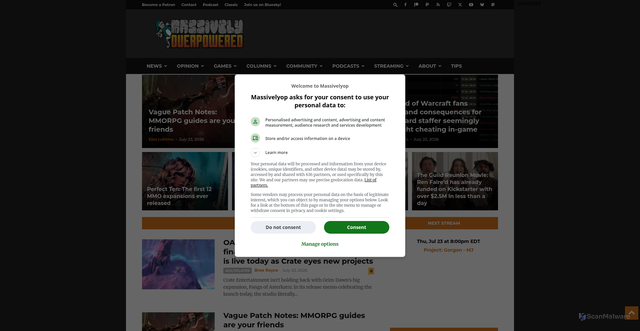 Security scan screenshot of https://massivelyop.com