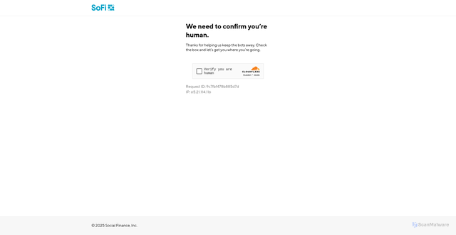 Security scan screenshot of https://ablink.r.sofi.com