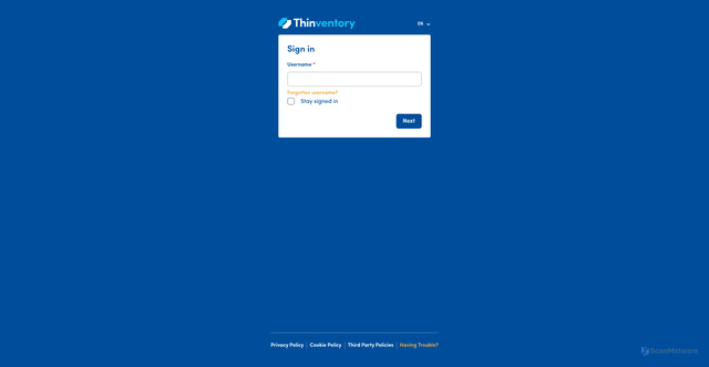 Security scan screenshot of https://secure.thinventory.com