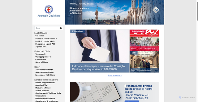 Security scan screenshot of https://www.milano.aci.it