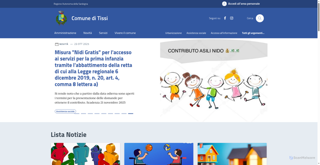 Security scan screenshot of https://www.comune.tissi.ss.it/