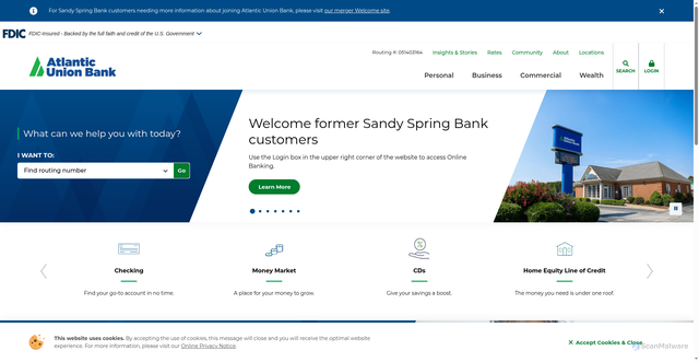 Security scan screenshot of https://www.atlanticunionbank.com/