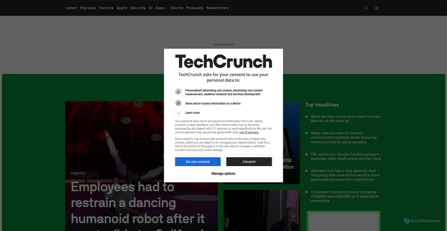 Security scan screenshot of https://crunchgear.com