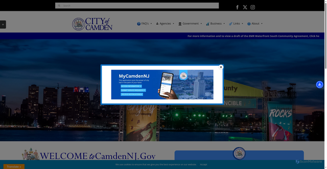 Security scan screenshot of https://www.camdennj.gov/