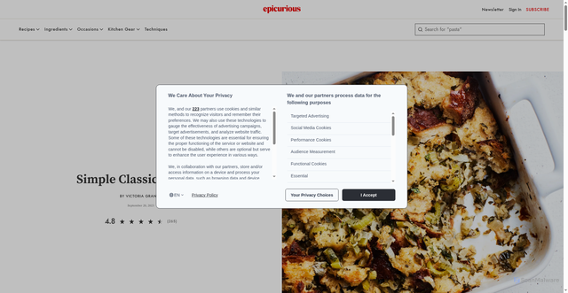 Security scan screenshot of https://www.epicurious.com/recipes/food/views/simple-is-best-dressing-51124210