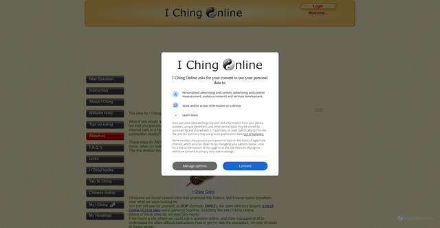 Security scan screenshot of https://www.ichingonline.net/us.php