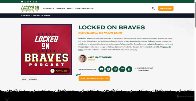 Security scan screenshot of https://lockedonpodcasts.com/podcasts/locked-on-braves/