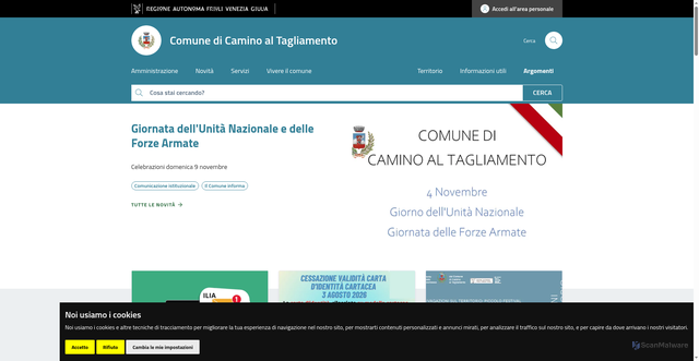 Security scan screenshot of https://www.comune.caminoaltagliamento.ud.it/