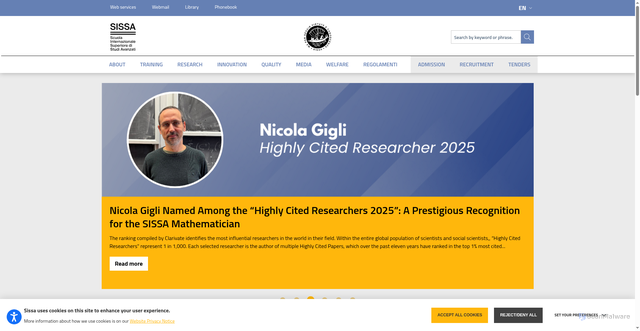 Security scan screenshot of https://www.sissa.it/