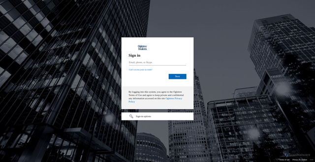 Security scan screenshot of https://ogletree-my.sharepoint.com