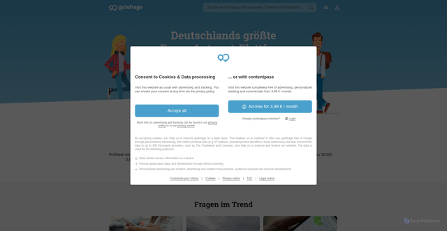 Security scan screenshot of https://gutefrage.net