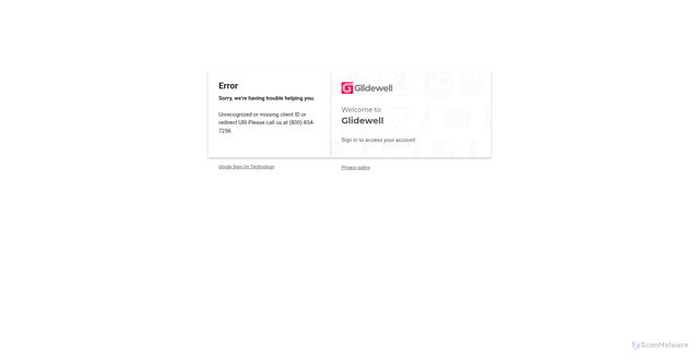 Security scan screenshot of https://auth.glidewelldental.com