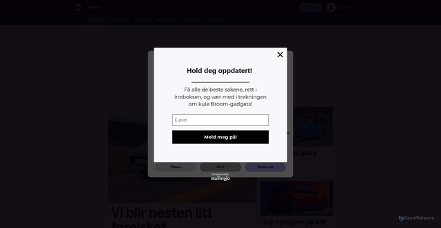 Security scan screenshot of https://broom.tv2.no