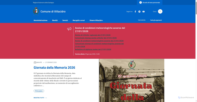 Security scan screenshot of https://comune.villacidro.su.it/