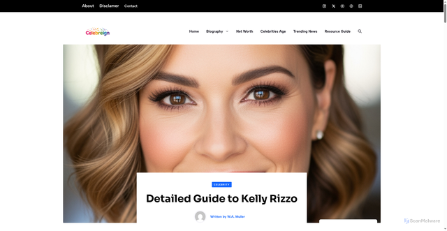Security scan screenshot of https://celebreign.com/detailed-guide-to-kelly-rizzo/