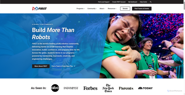 Security scan screenshot of https://www.firstinspires.org/